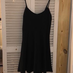 Simple black spaghetti strap skater dress